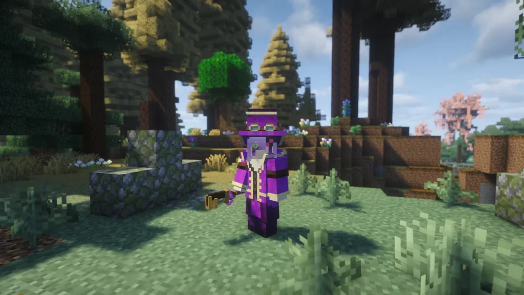 Ars Technicaで追加されるテクノマンサー装備を身に纏い、森に立つプレイヤー