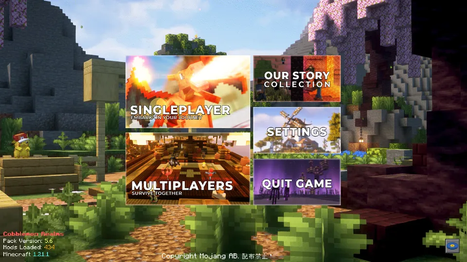 Cobblemon Realmsのタイトル画面