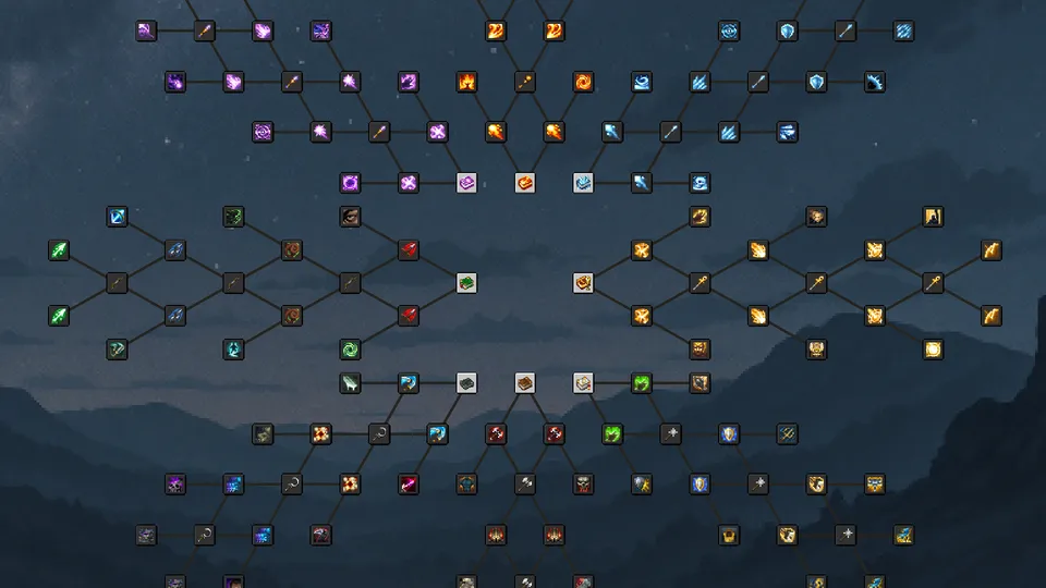 Dungeon Heroesのスキルツリー画面