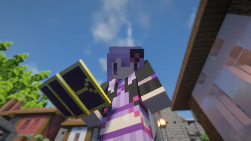 Not Enough Glyphsを導入し、青空の下で新しい魔導書を手に持つプレイヤーの姿