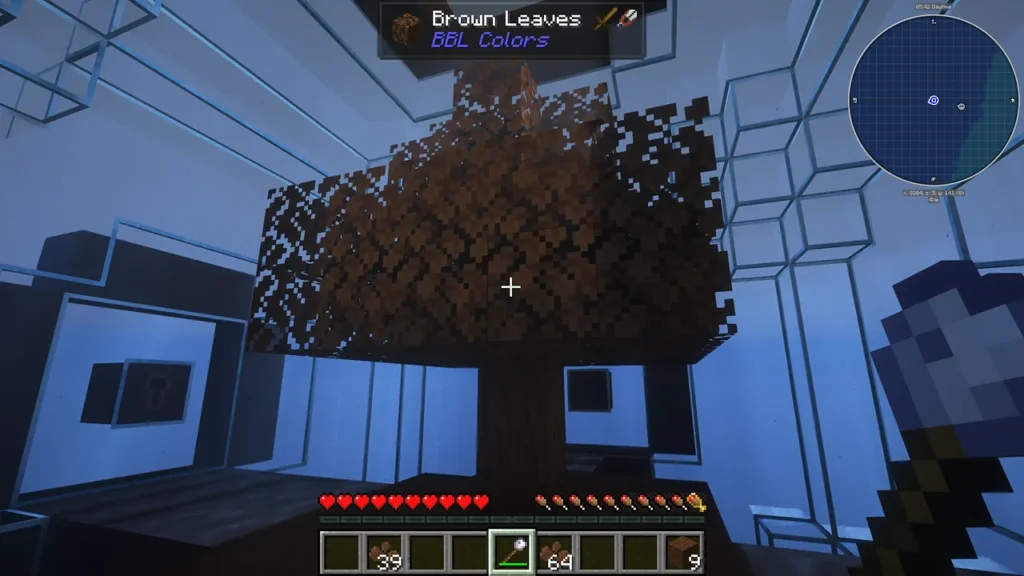 植えた「Brown Sapling」が成長し、ガラス張りの拠点内に「Brown Leaves（茶色の葉）」を茂らせた独自の樹木が生成された様子。